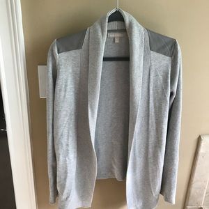 Grey leather detailed cardigan